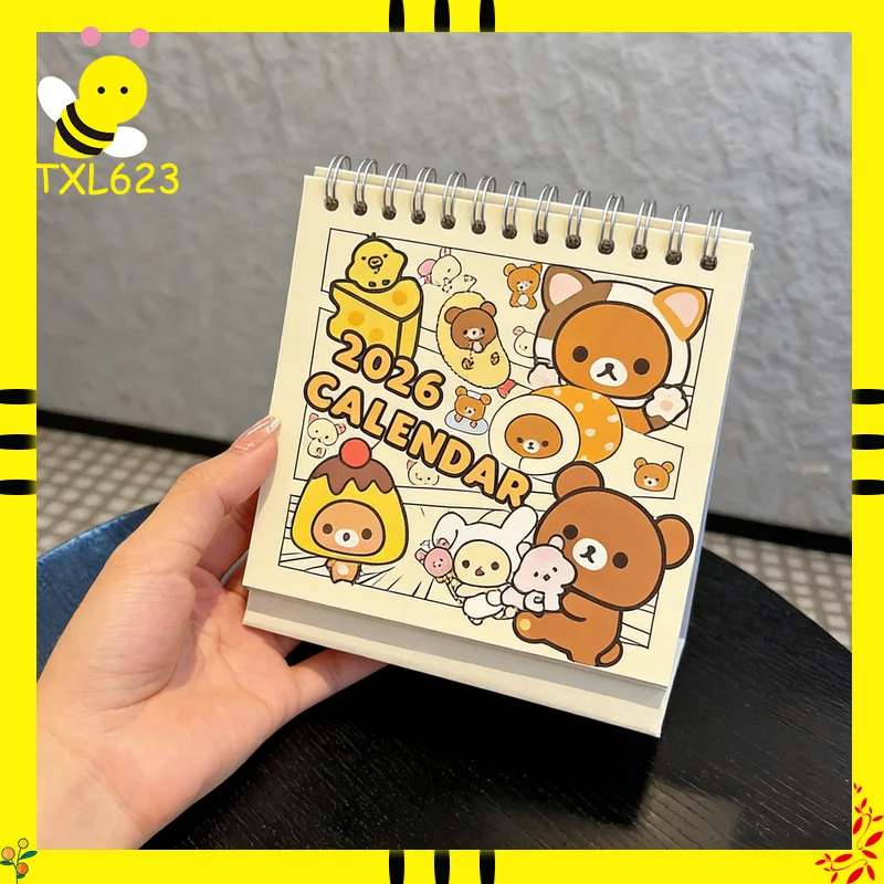 2026 جديد INS Rilakkuma التقويم الهزلي-لطيف الكرتون الكتابة على الجدران مكتب تقويم صغير للمكتب والطلاب هدية السنة الجديدة #1