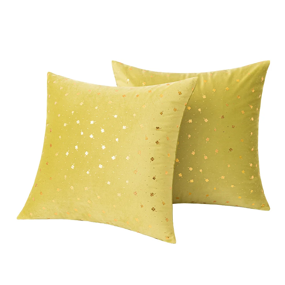 Ins wind velvet pillow small four-leaf clover gilded pillow cover sofa cushion pillow office waist pillowcase