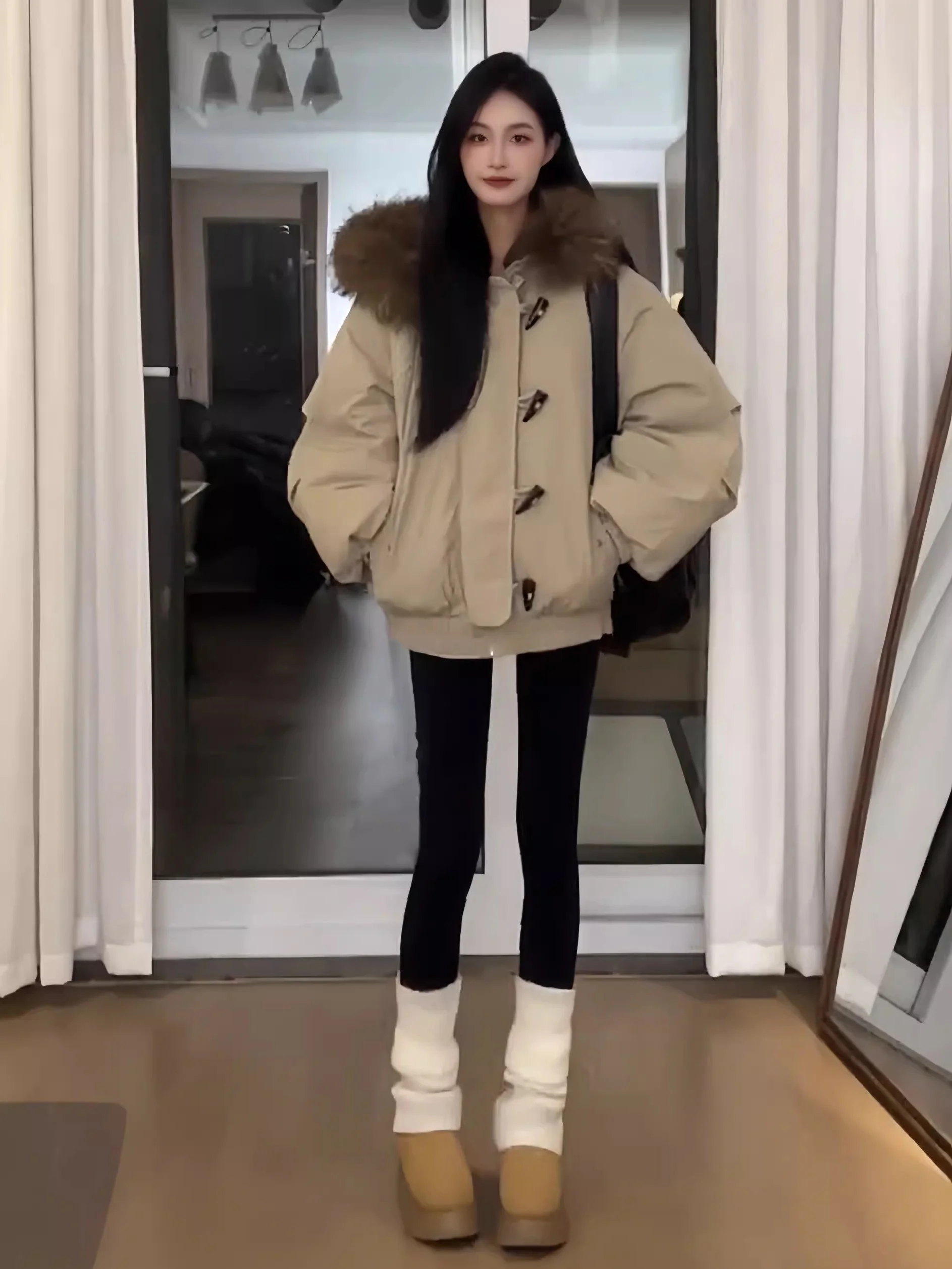 

Parkas Yellow Womens Autumn Drawstring Splice Soft Midi Layering High-Grade Trendy Safari Wrinkle-Resistant Feminino Ruched Girl