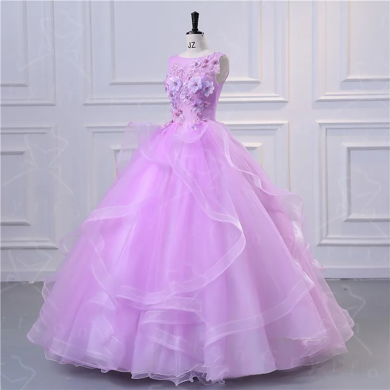 ใหม่ Vestidos หวานชุดเดรสปาร์ตี้ Quinceanera ชุด Lucury ลูกไม้ดอกไม้พรหมชุดไปงานเต้นรำอย่างเป็นทางการสง่างาม Robe De Bal Real Photo