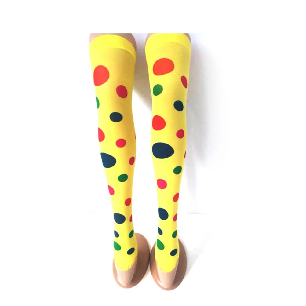 4pcs Dot Printing Long Stockings Colorful Socks Colorful Clown Tube Socks Rainbow Stripes Cosplay Dress Up Props