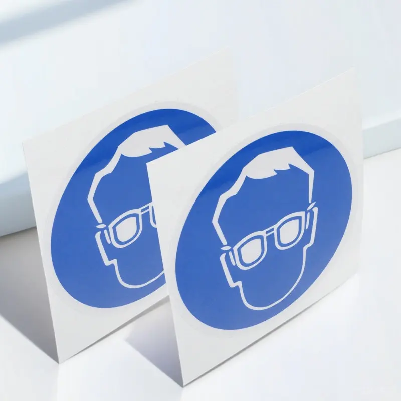 

2 шт. защитных очков с этикетками, клейкие промышленные знаки безопасности для производственных предприятий и строительных площадок, простое нанесение