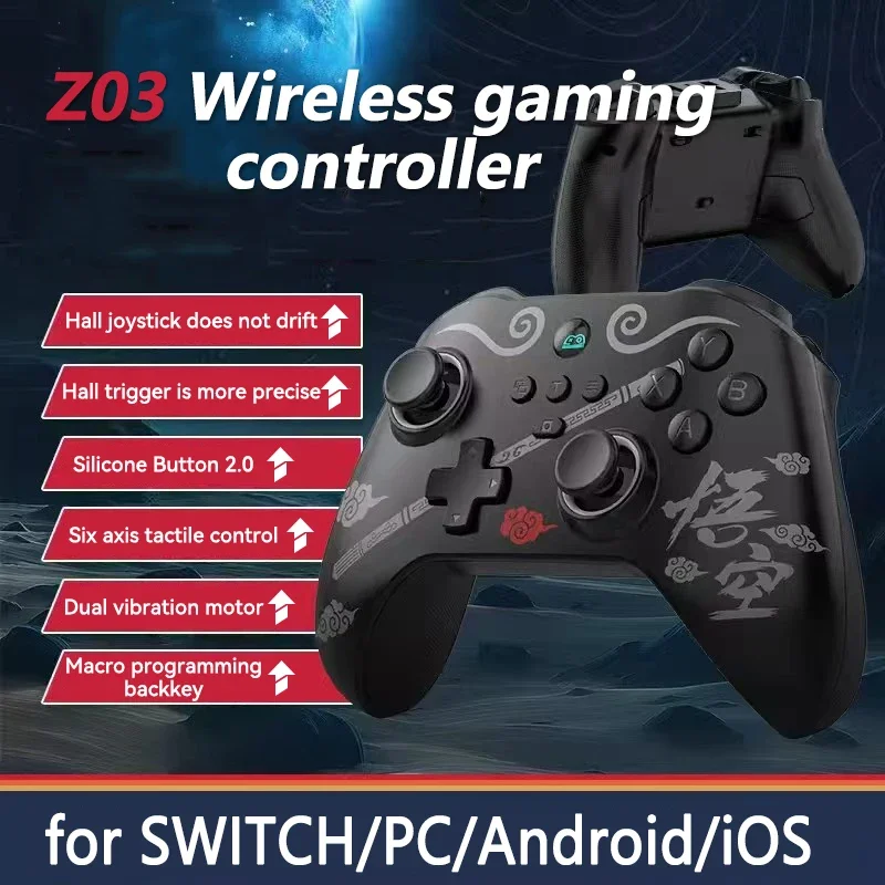 

Wireless Gamepad for Switch/Android/iOS/PC Z03 Remote controler Handle Wukong Black Myth Hall Joystick Double Cut Trigger