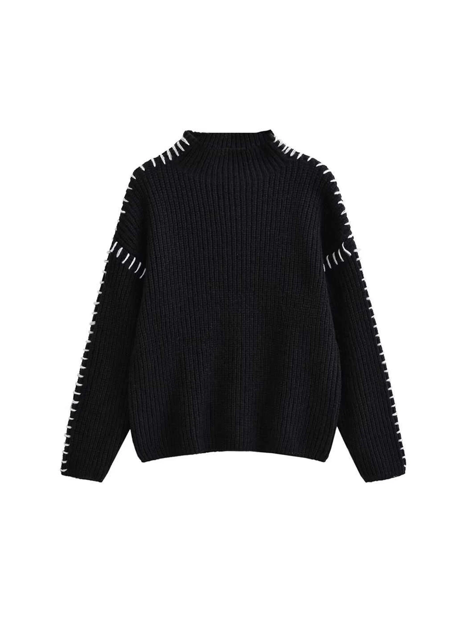 

Женский черный готический вязаный пуловер, винтажный свитер 2000-х годов Y2k, эмо-джемпер, трикотаж, свободный кашемировый свитер с длинными рукавами и круглым вырезом, осень