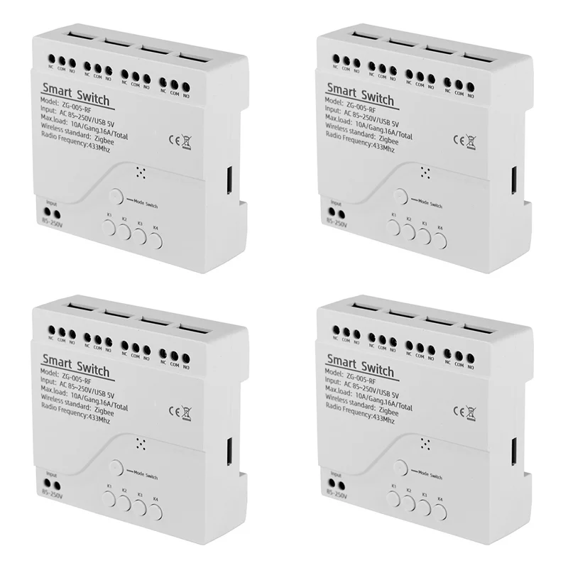 

EYFL-4X 4 Channels Tuya Zigbee Smart Switch Module RF433 Smart Home Automation DIY Breaker Wireless Relay Voice Control