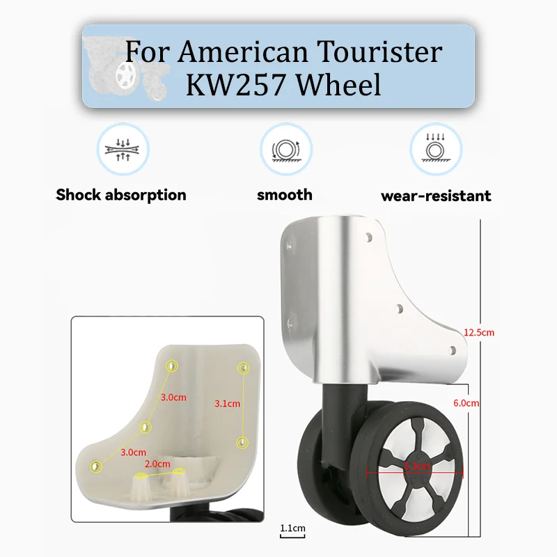 For American Tourister KW257 Universal Wheel Replacement Suitcase Rotating Smooth Silent Shock Absorbing Wheel Accessories Wheel