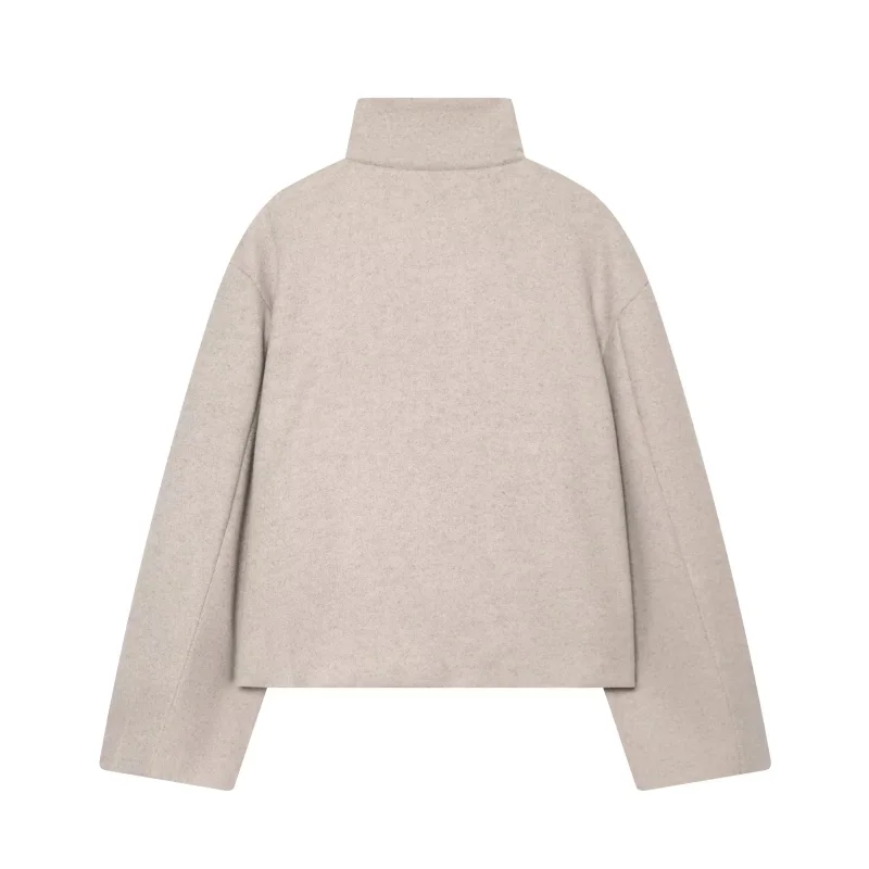 2026 Neuankömmling Damen Einfarbiger Mantel Langarm Knopfverschluss Stehkragen Oberbekleidung Tägliche Pendlermode Schicke Damenjacke – Detail 24
