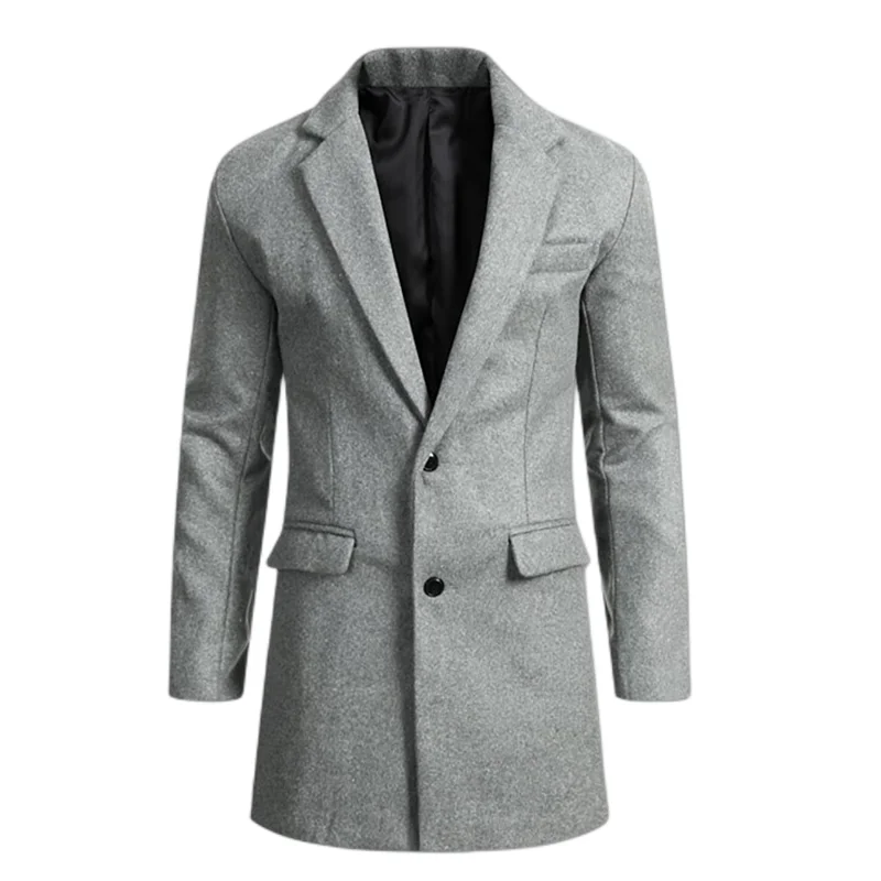 Autumn Winter Men's Jackets Officewear Smart Casual Suit Lapel Coat Designer Solid Color Mid-length Men's Single-Breasted Suits