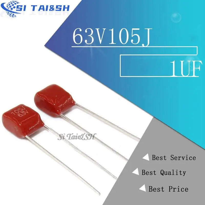 

10PCS 63V105J 1UF Pitch 5MM 63V 105 1000nf CBB Polypropylene film capacitor
