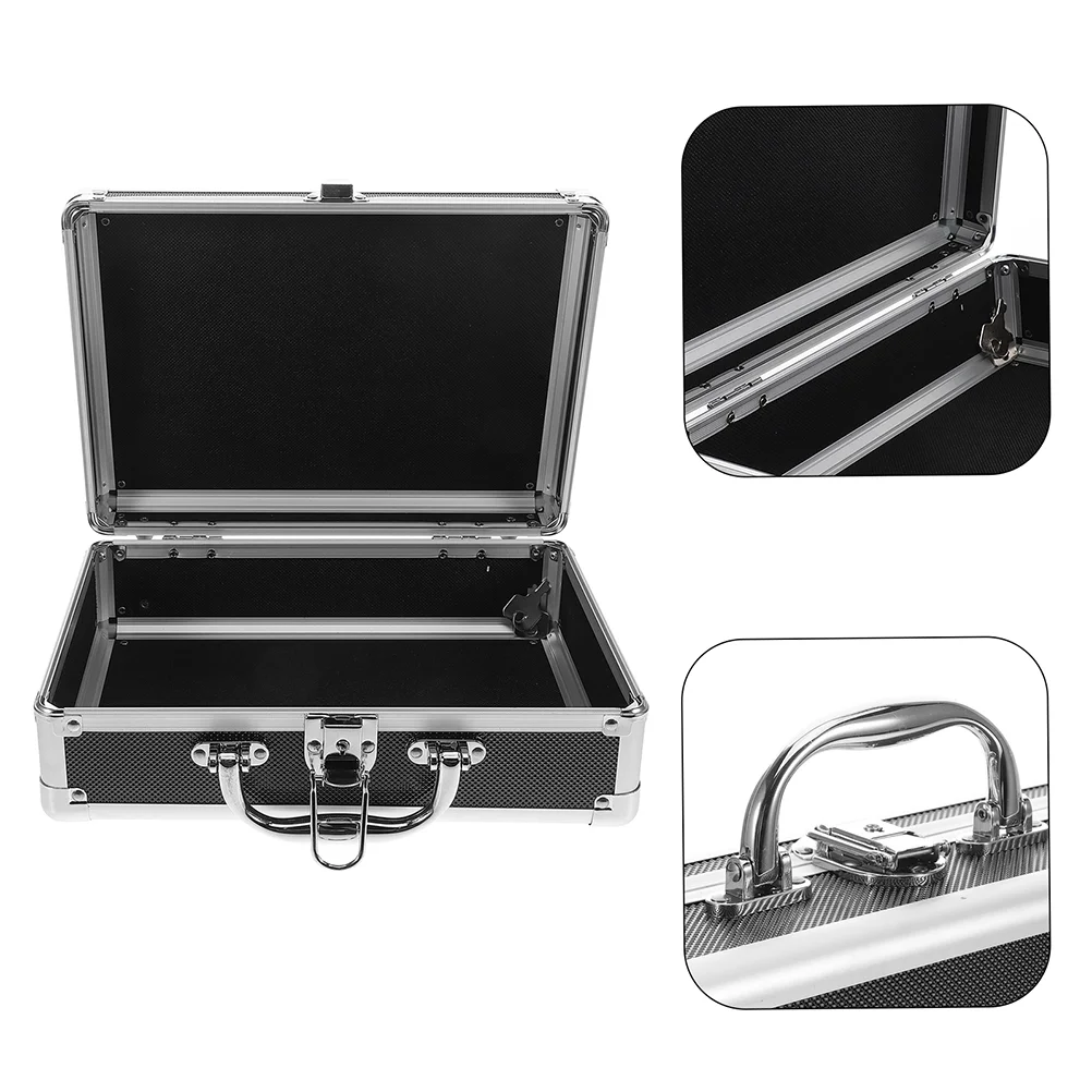 Toolbox Barber Case with Stand Clear Storage Bins Lids Instrument Lockbox Aluminum Alloy Silver Briefcase Prop