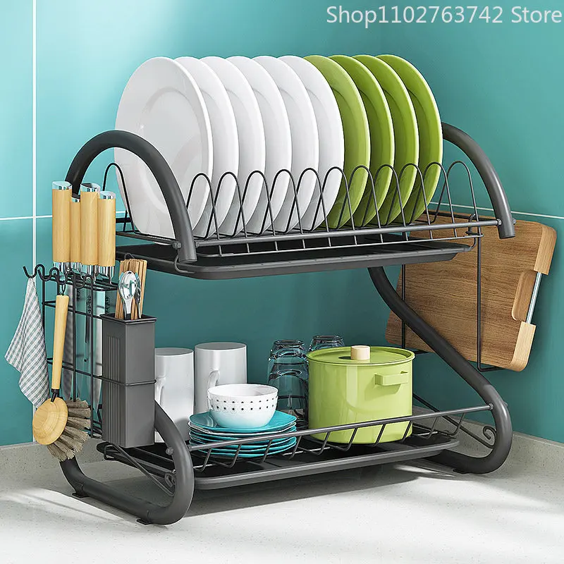 Cutlery Rack Stainless Steel Drying Rack Bowl Dish Draining Shelf  Kitchen Organizer 3 Tiers Dish Drainer Dryer Tray Holder