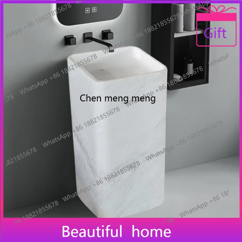 

Marble floor-to-ceiling cylindrical wash basin Hotel European-style bathroom Balcony wash basin