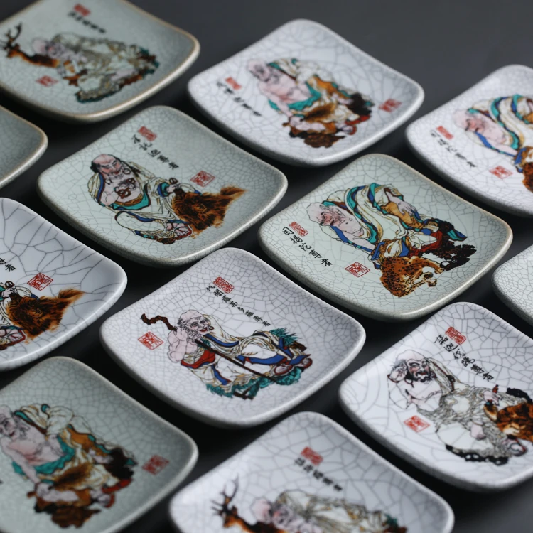 Old goods Ru kiln Tianqing Moonlight Eighteen Han Dynasty ceramic coasters, pot pads, thermal insulation square cushions