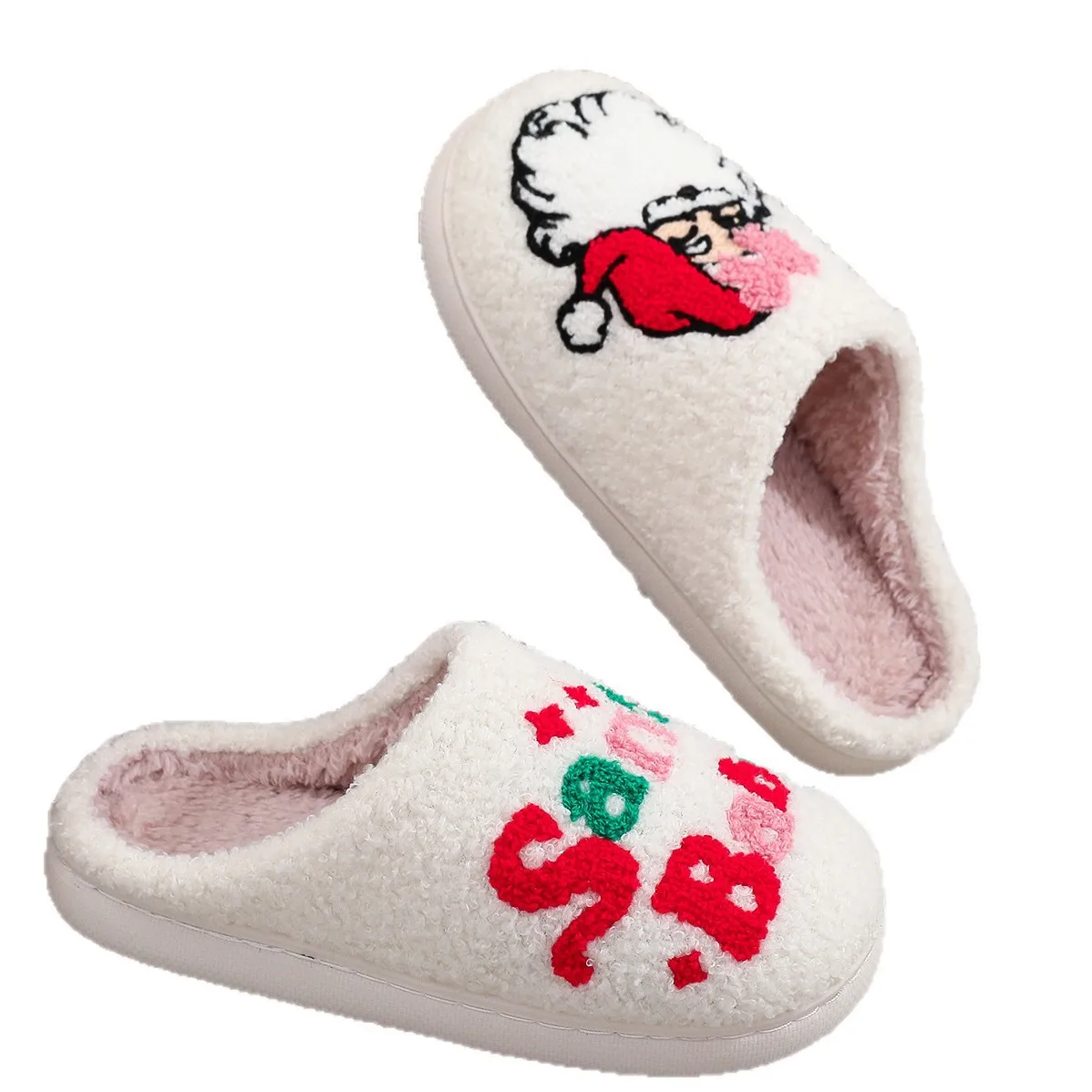 Christmas Women Slippers Cute Gingerbread Winter Warm Slides Couple Houseshoes Men Bedroom Flat Soft Sole Home Shoes for Gift