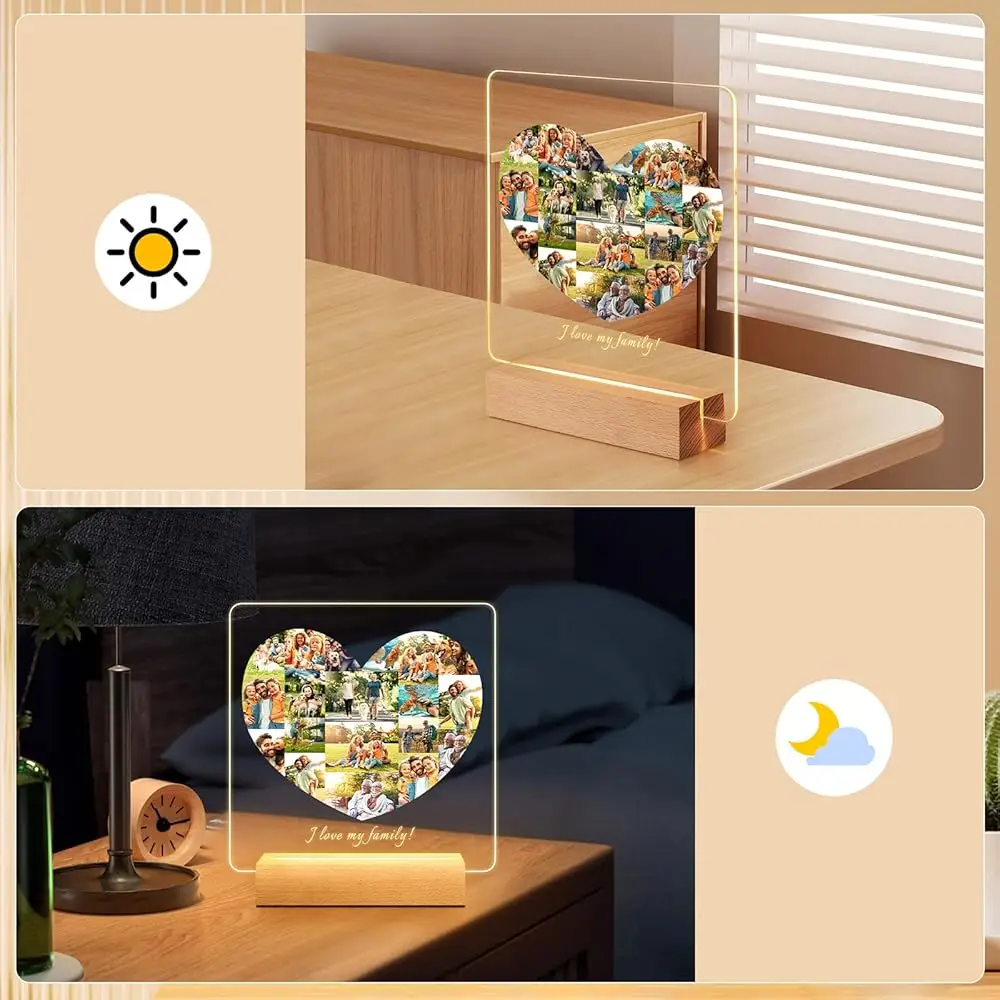 Placa acrílica personalizada, fotos familiares, decoración artística, regalo, Día del Padre, Día de la Madre, cumpleaños, aniversario, delicia, mamá, papá