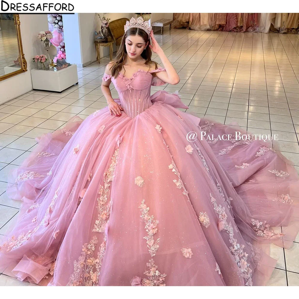 

Pink Quinceanera Dresses 2024 Sweetheart Off Shoulder Princess Sweet 15 16 Years Old Birthday Prom Party Gown Backless Gala Gift