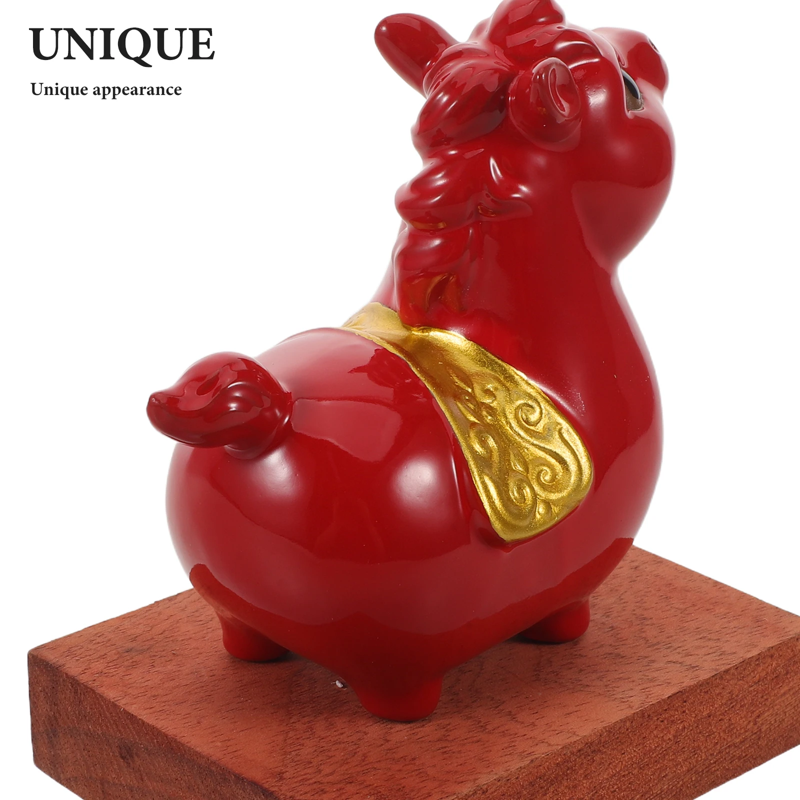 

Ceramic Horse Statue Red Handcrafted Decorative Animal Sculpture Lunar New Year Zodiac Horse Ornament Lucky Office Desk Decor