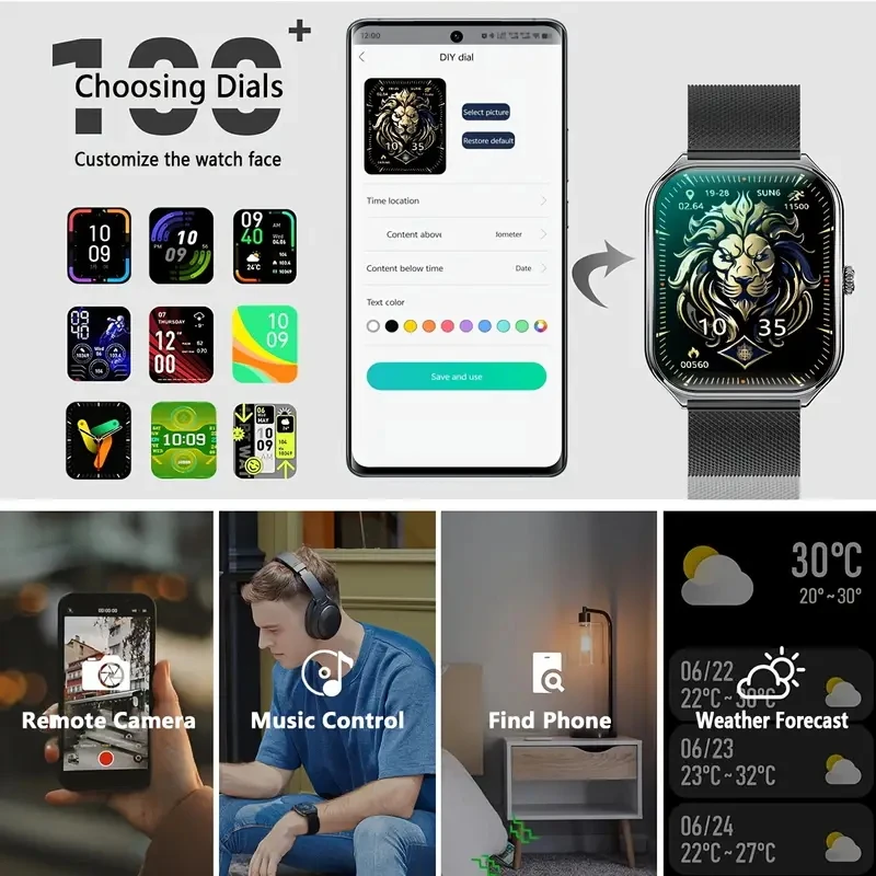 New Ultra Thin Smart Watch men 1.96" AMOLED 360*360 HD Pixel Display Always Show Time Call Reminder Smartwatch Ladies For huawei