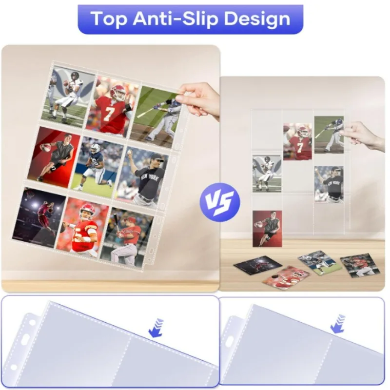 Двусторонняя 9-карманная игровая карточная книга, рукава для переплета торговых карт, защитный рукав для страниц формата А4, черный/прозрачный альбом с 11 кольцами