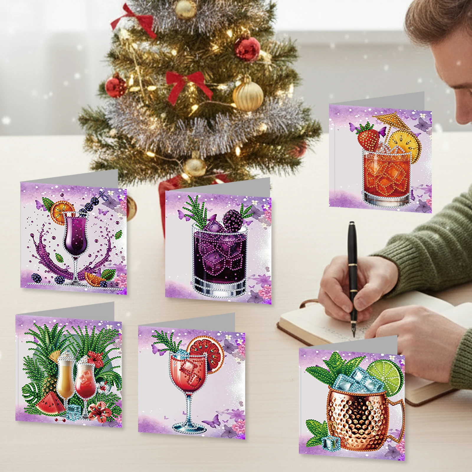 

Набор для творчества: 12 открыток с алмазной вышивкой и конвертами, для начинающих, взрослых, на День рождения, праздники, для пожеланий