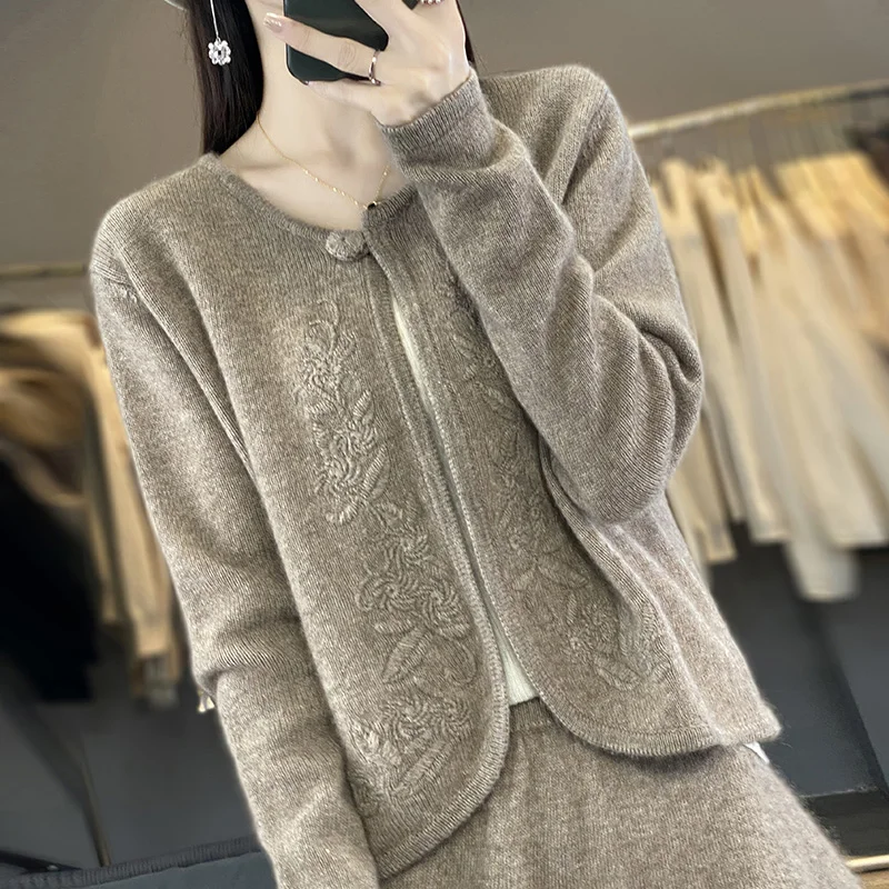 2023  Cashmere Short  Women Cardigans  Autumn/Winter Lady Jackets Warm Soft  Female Long Sleeve Jumpers Woolen Tops NJ01