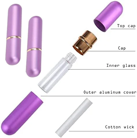 Inhalateur nasal africain en aluminium, tube blanc avec mèches en coton, portable, huile essentielle, 10-45 ensembles