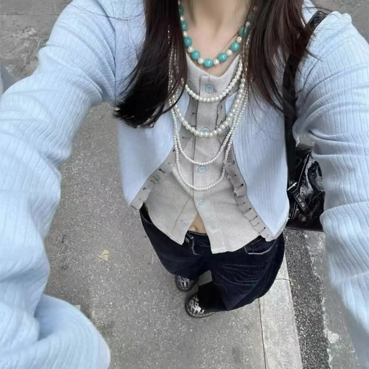 

Куртки контрастного цвета, женская осенняя одежда, две туники, верхняя одежда, однобортные пальто с дырками, повседневные шикарные топы Y2k, Ropa Mujer