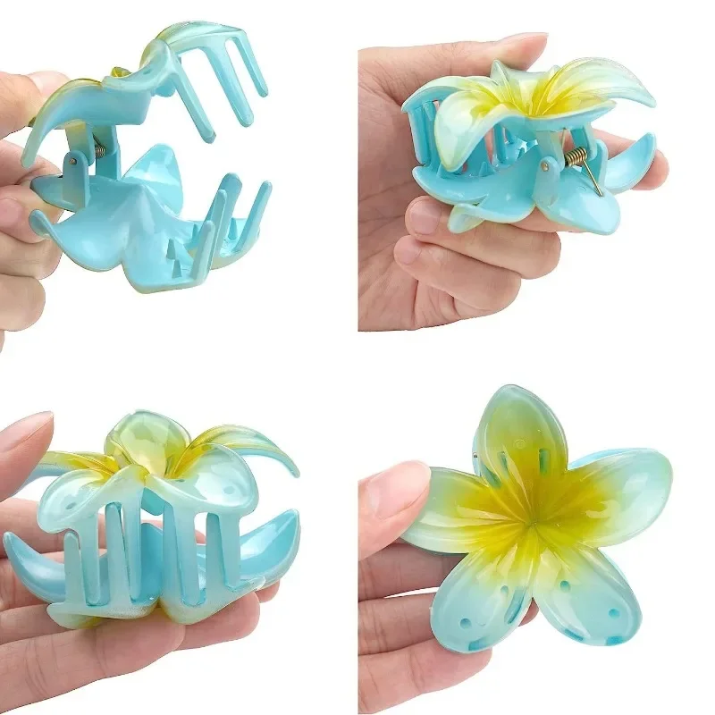 Pinzas para el pelo con forma de huevo y flor para mujer, horquilla grande para el pelo, accesorios para niña y mujer, moda Bohemia para vacaciones en la playa