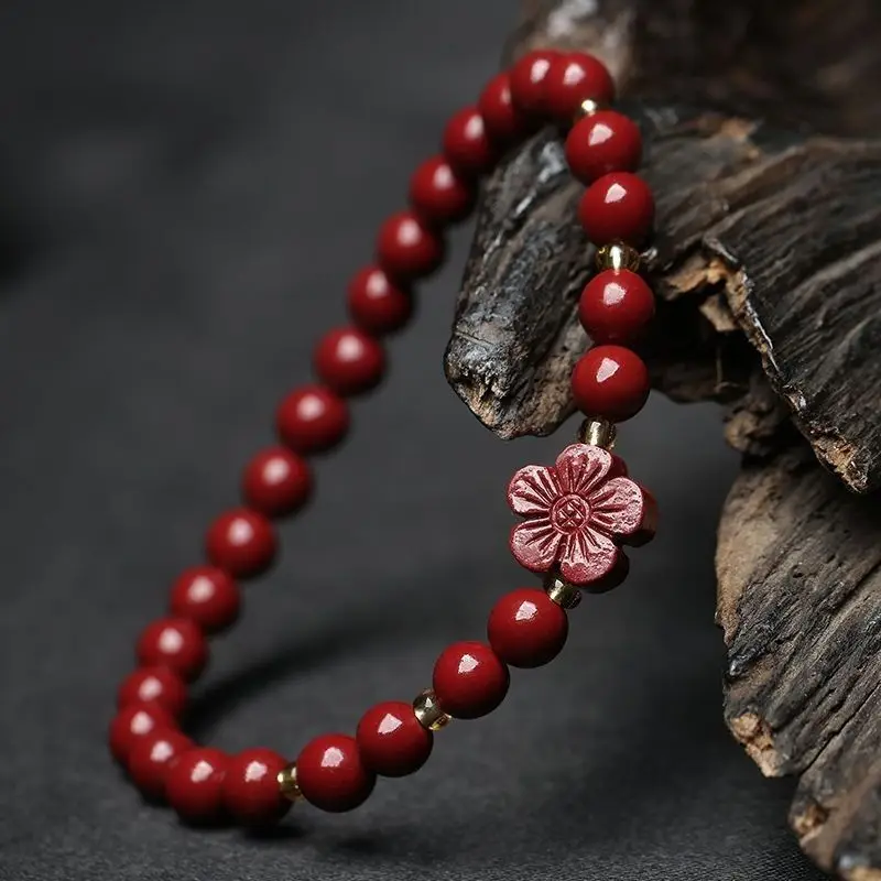 

Natural Jewelry Purple Gold Cinnabar Five Petal Plum Blossom Women's Single Loop Bracelet