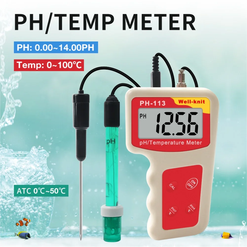 LCD Digital pH Meter for Aquarium Water Control Measures pH 0.00-14.00 and Temperature 0-100 C with ATC Feature
