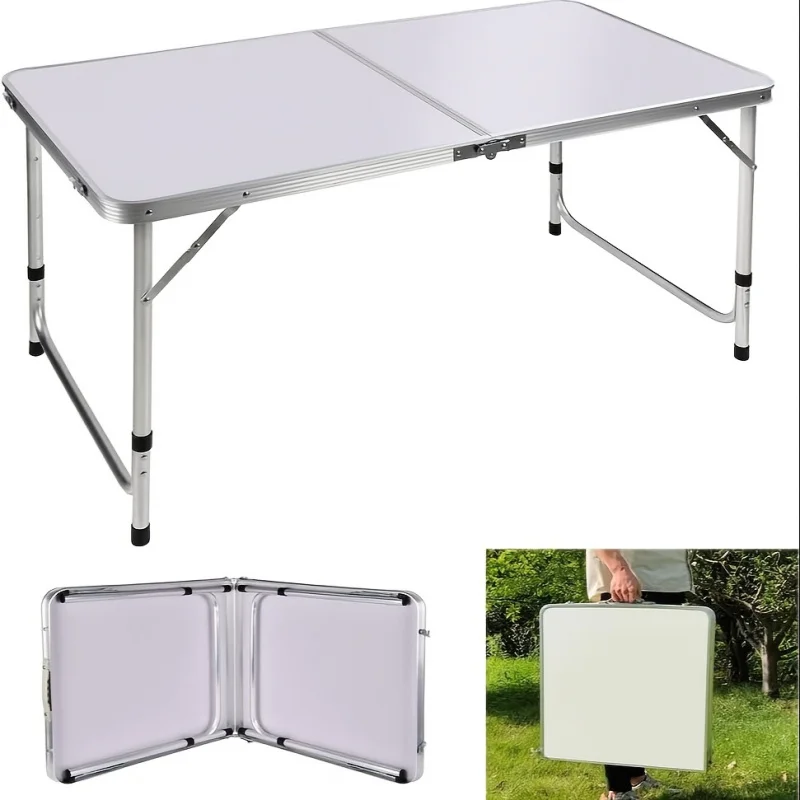 Folding Picnic Table Aluminum Alloy Camping Table Lightweight 3 Gear Adjustable Height Portable Folding Table With Carry Handle