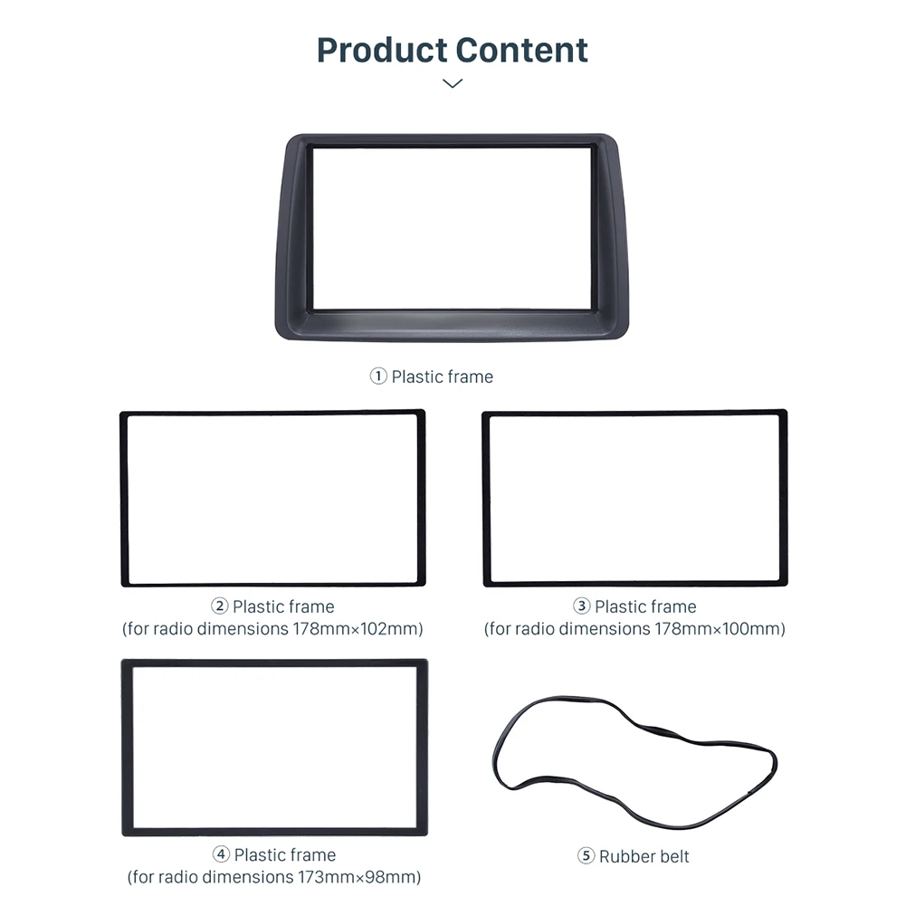 7 Inch 2 Din Car Stereo Radio Fascia Audio MP5 Installation Dash Adapter Frame Panel For 2003-2012 FIAT PANDA-A91R