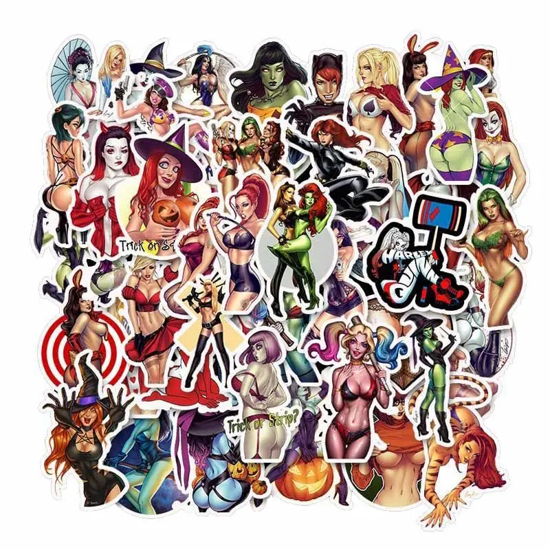 50Pcs Adult Anime Sexy Waifu Hentai Stickers Suncensored DIY Phone Motorcycle Notebook Guitar Car Wall Cartoon Sticker Toy