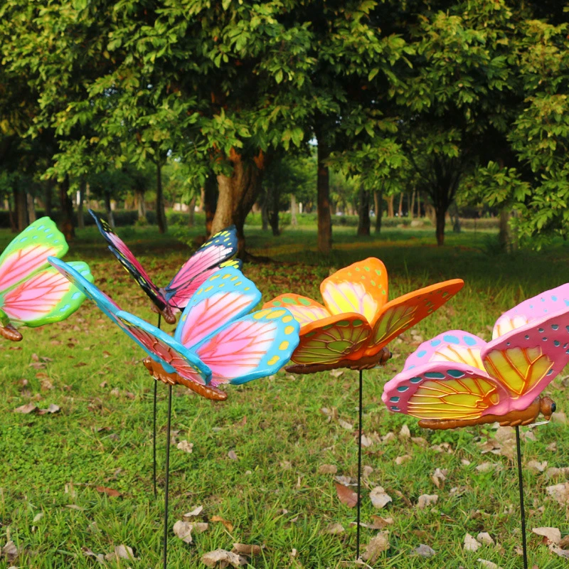 Simulation Butterfly Ornaments Outdoor Fiberglass Insect Sculpture Garden Landscape Park Lawn Spring Festival Decorations