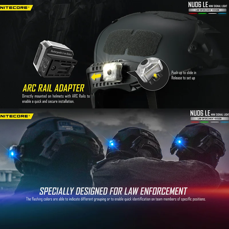 NITECORE NU06 LE USB-C Rechargeable Siganl Light Law Enforcement Lamp 9 Modes 4 Light Sources LED Headlamp built-in Battery