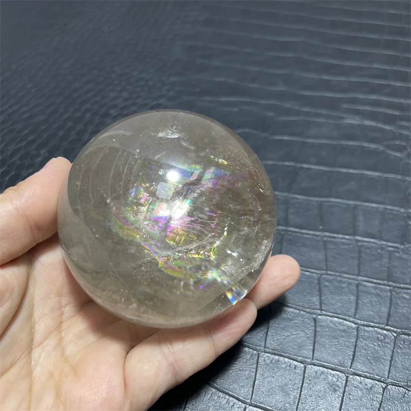 72mm Rainbow Natural Clear Quartz Brown Crystal Spheres Smoky Quartz Ball