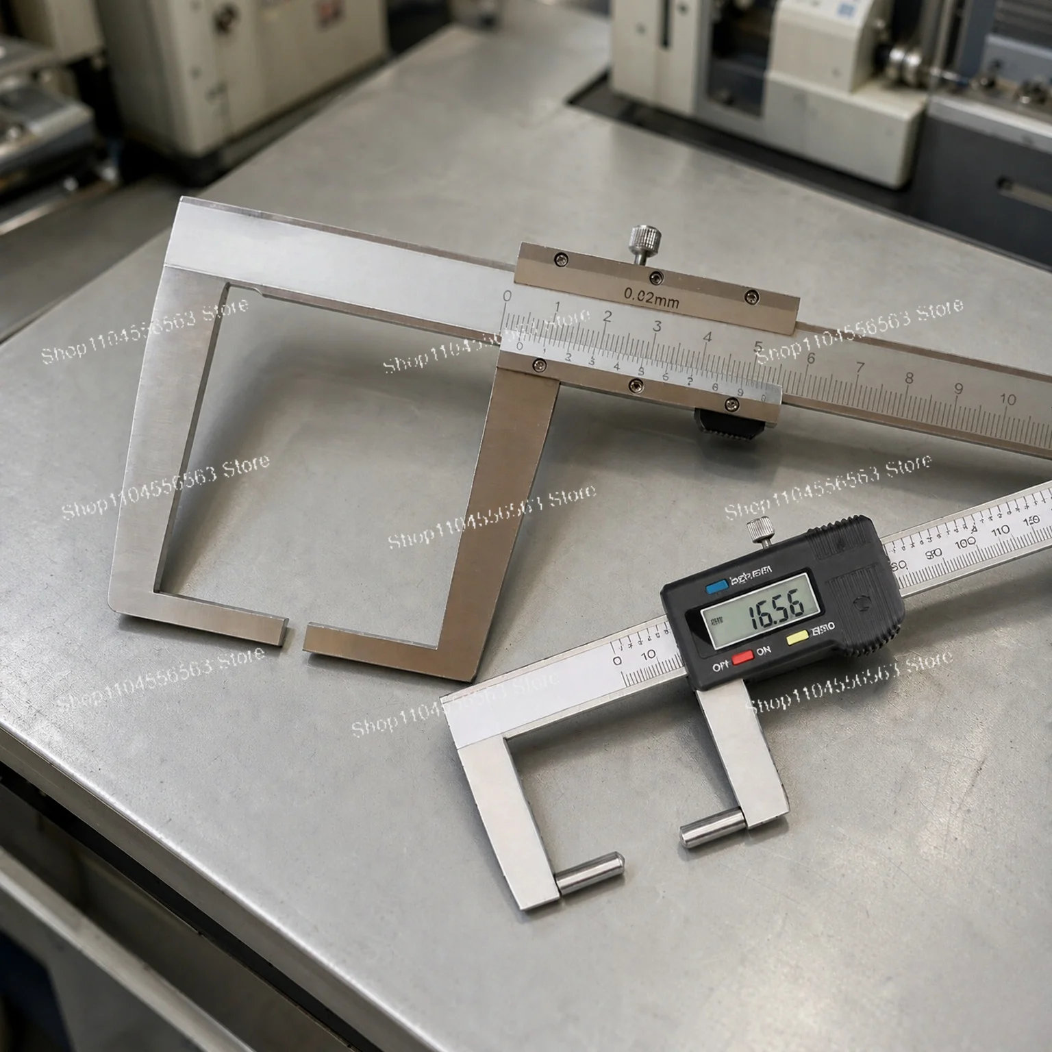 Extended Hook Jaw Digital Vernier Caliper for External Groove Thickness Wear Measurement with Cylindrical Head and Dial