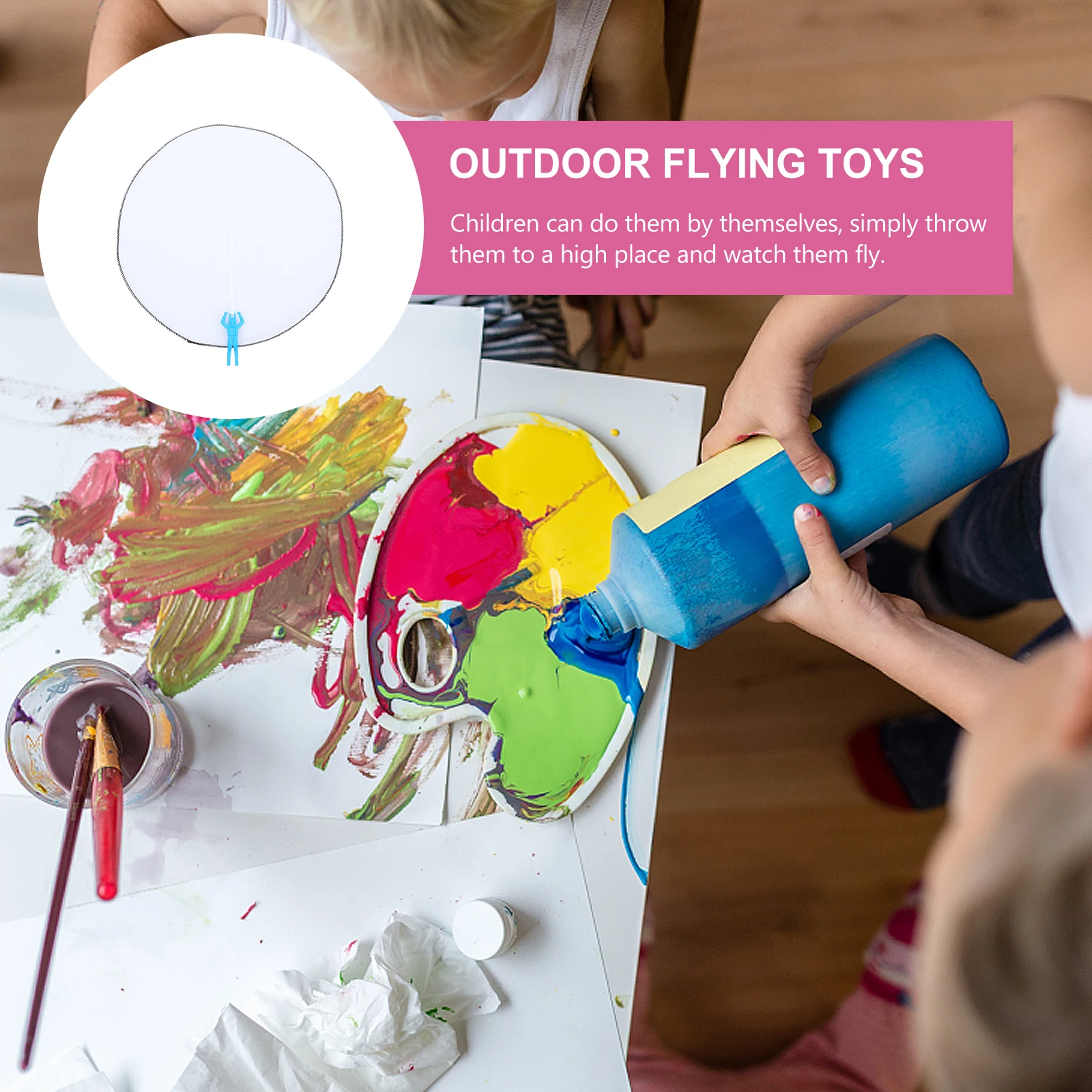 

8pcs Parachute Toy Kids DIY Graffiti Polyester Hand Toss Flying Outdoor Soldier Plaything Children Gift Creativity Toys