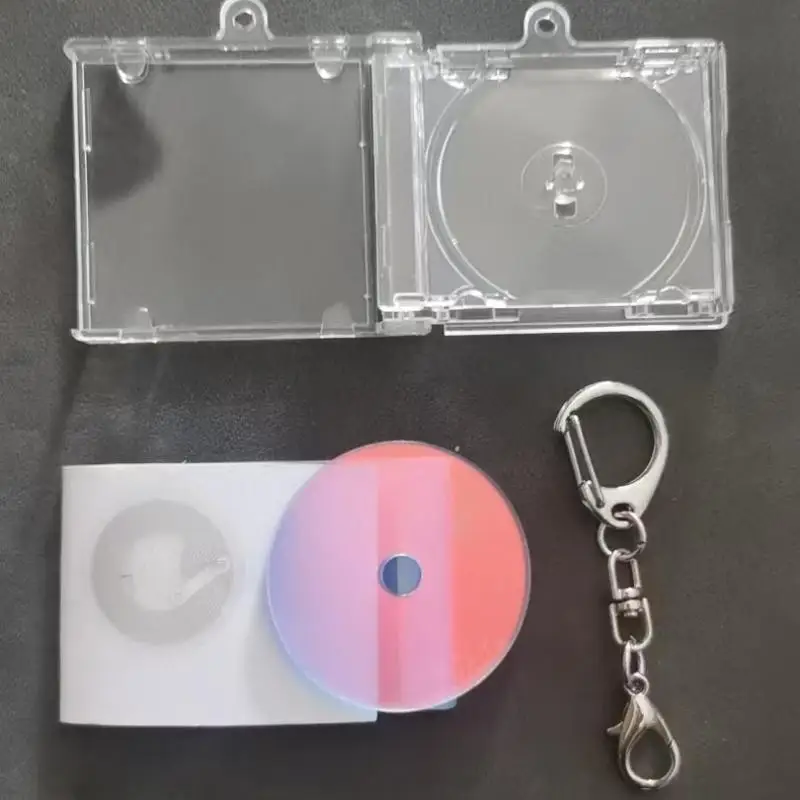 NFC DIY Blank Album Keychains Mini CD Disc Case Commemorative Pendant For Backpack Decor