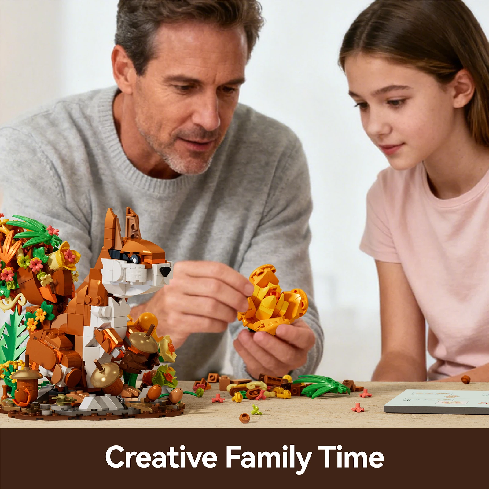 

737PCS SquiRose Building Blocks Flower Animals Series Flower-tailed Squirrel Model Pretty Home Decor Assembly Toy Cute Girl Gift