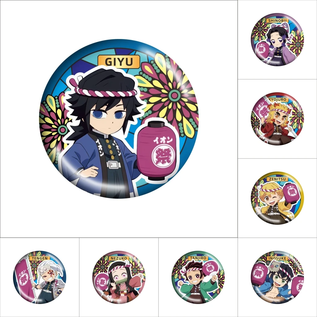 

58 мм аниме Kimetsu No Yaiba Himejima Gyomei Shinazugawa Sanemi Kanroji Mitsuri косплей костюм значок булавка SPTE жесть брошь ﻿