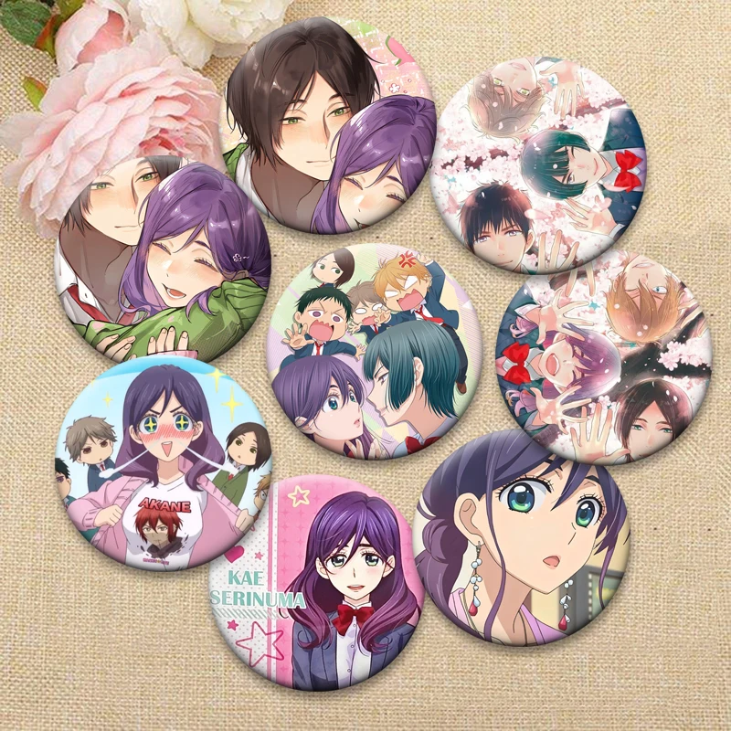 Аниме Watashi Ga Motete Do nei Button Pins Круглые милые броши с героями мультфильмов Изысканный жестяной значок Декор для рюкзака Подарок