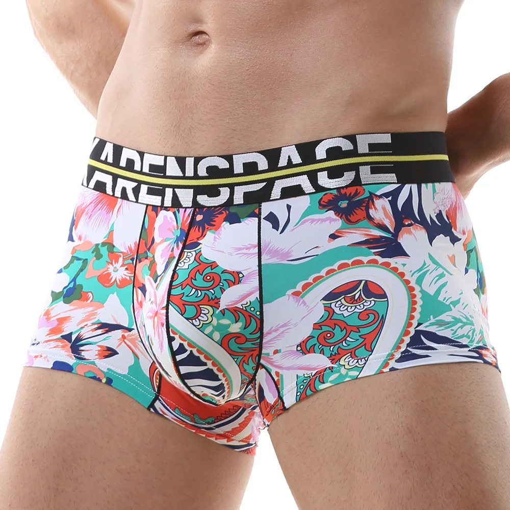 1 Pcs Men's Color Printed Underwear Teenagers Loose Fashion Multi-color Mix And Match Boyshort Sports Fitness Comfortable Shorts