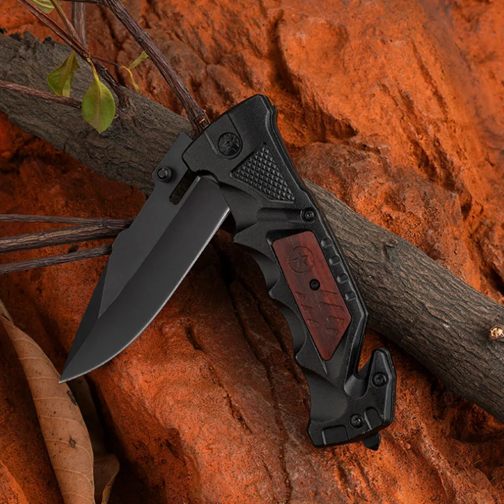 سكين خارجي تكتيكي عالي الصلابة من الفولاذ المقاوم للصدأ قابل للطي في الهواء الطلق للدفاع عن النفس سكين فواكه حاد محمول #5