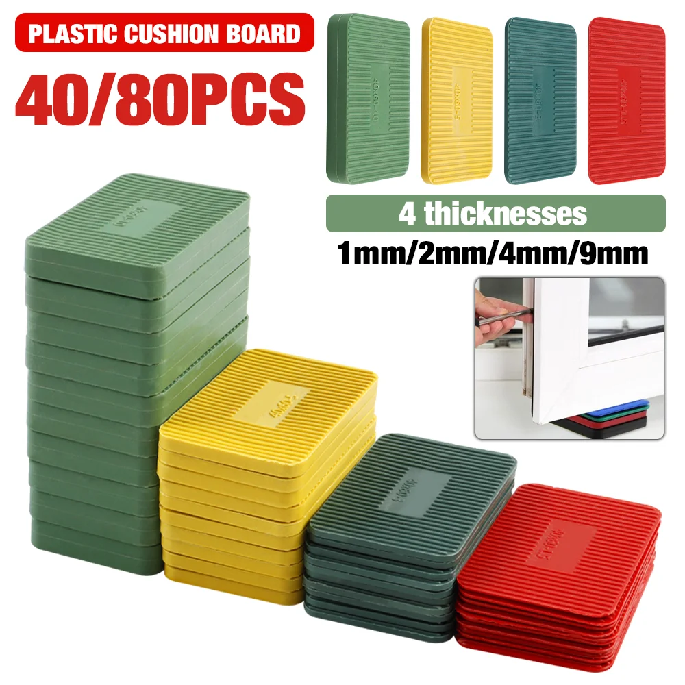 40/80Pcs Plastic Gaskets, 4 Thicknesses For Load-Bearing Support And Height Adjustment During Door And Window Frame Installation