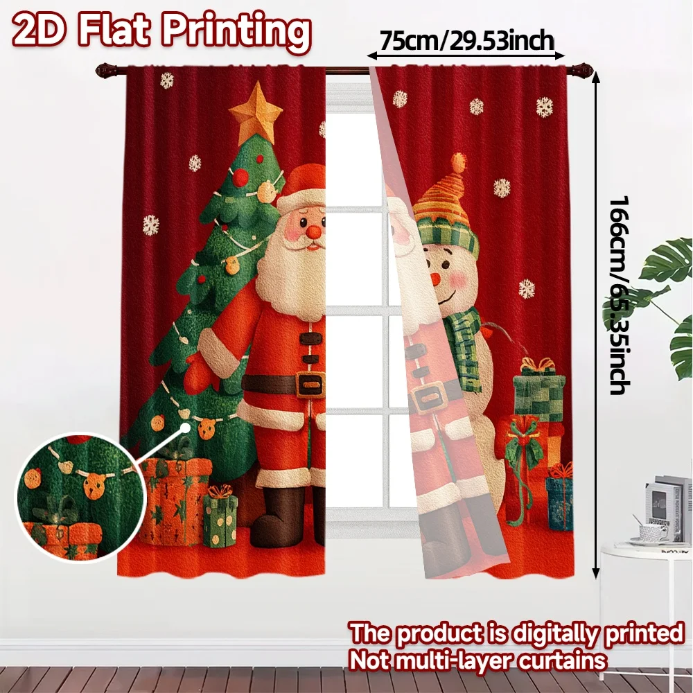 2D Flat Printing,JIT 2pcs, Curtains (Without Rod) Festive Companions Popular Curtain Versatile Fabric Curtains Holiday Perfect