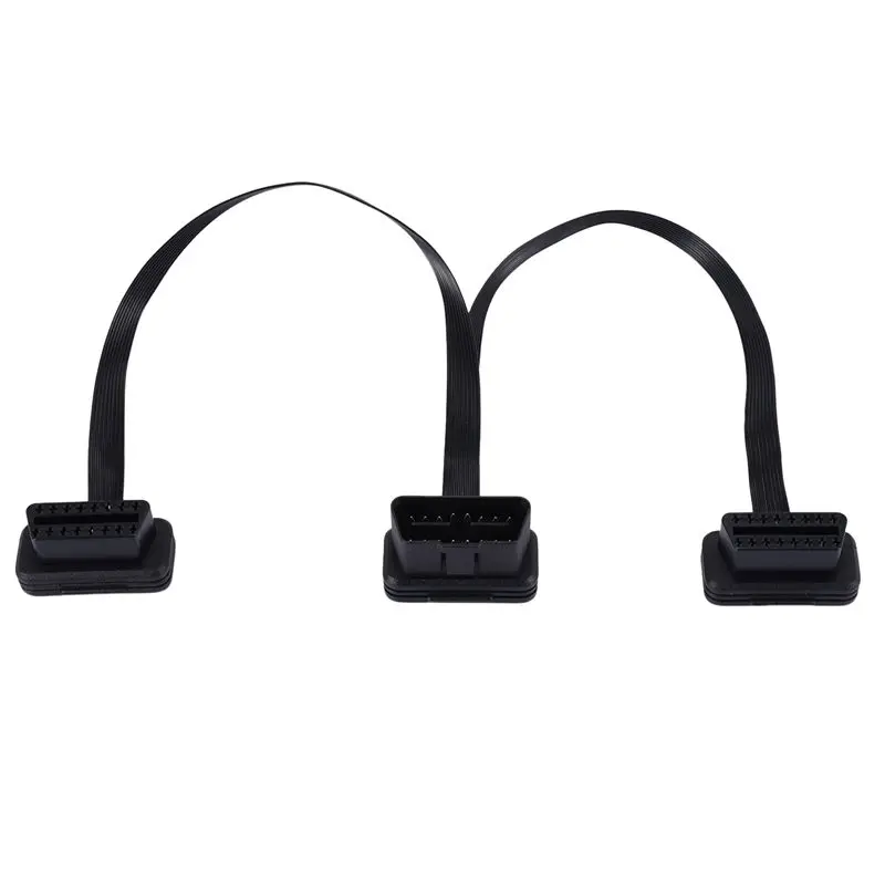 OBDII Extension Dual Connector Y Splitter OBD OBD2 16PIN Male To Female Connection Flat+Thin For ELM327-A91R