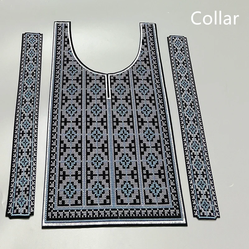 Latest African Fashion Men Embroidery Collar Set Lace Material 2024 DIY Hot Sale Senegal Cotton Collar Sewing for Women Clothing