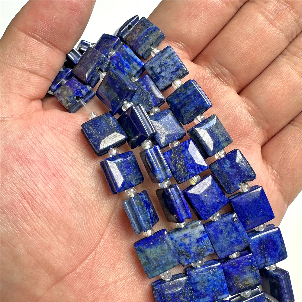 AA Natural Lapis Lazuli Stone Bead 10mm Square Flat Cube Loose Spacer Beads For Jewelry Making DIY Charm Bracelets Accessories