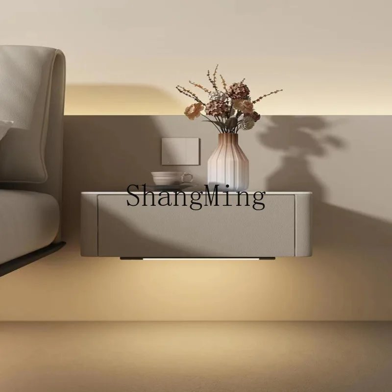 

CL Solid Wood Floating Nightstand Minimalist Style Hanging Bedside Cabinet Minimalist Style Complete Bedroom Technology Sense
